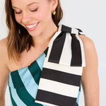 Abbey Glass Dresses Caroline Gown Blue Stripe Mikado