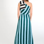 Abbey Glass Dresses Caroline Gown Blue Stripe Mikado