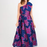 Abbey Glass Dresses Caroline Gown Fuchsia Navy Peony Organza