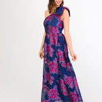 Abbey Glass Dresses Caroline Gown Fuchsia Navy Peony Organza