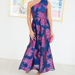 Abbey Glass Dresses Caroline Gown Fuchsia Navy Peony Organza