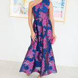 Abbey Glass Dresses Caroline Gown Fuchsia Navy Peony Organza