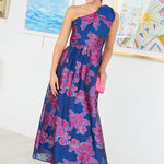 Abbey Glass Dresses Caroline Gown Fuchsia Navy Peony Organza
