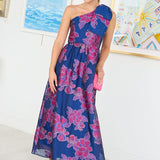 Abbey Glass Dresses Caroline Gown Fuchsia Navy Peony Organza