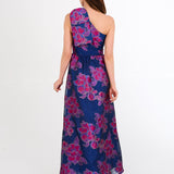 Abbey Glass Dresses Caroline Gown Fuchsia Navy Peony Organza