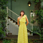 Abbey Glass Dresses Caroline Gown Hot Yellow 3-D Floral Cotton