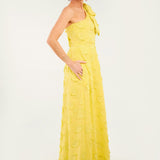 Abbey Glass Dresses Caroline Gown Hot Yellow 3-D Floral Cotton