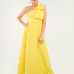 Abbey Glass Dresses Caroline Gown Hot Yellow 3-D Floral Cotton