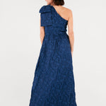 Abbey Glass Dresses Caroline One-Shoulder Gown Navy Organza