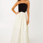 Abbey Glass Dresses Catherine Gown Velvet and Ivory Embossed Satin