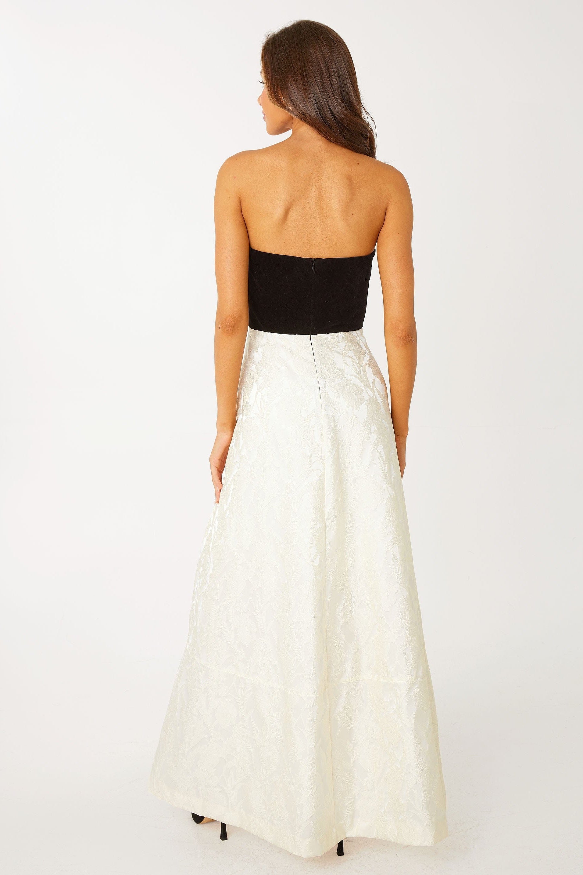 Abbey Glass Dresses Catherine Gown Velvet and Ivory Embossed Satin