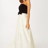 Abbey Glass Dresses Catherine Gown Velvet and Ivory Embossed Satin