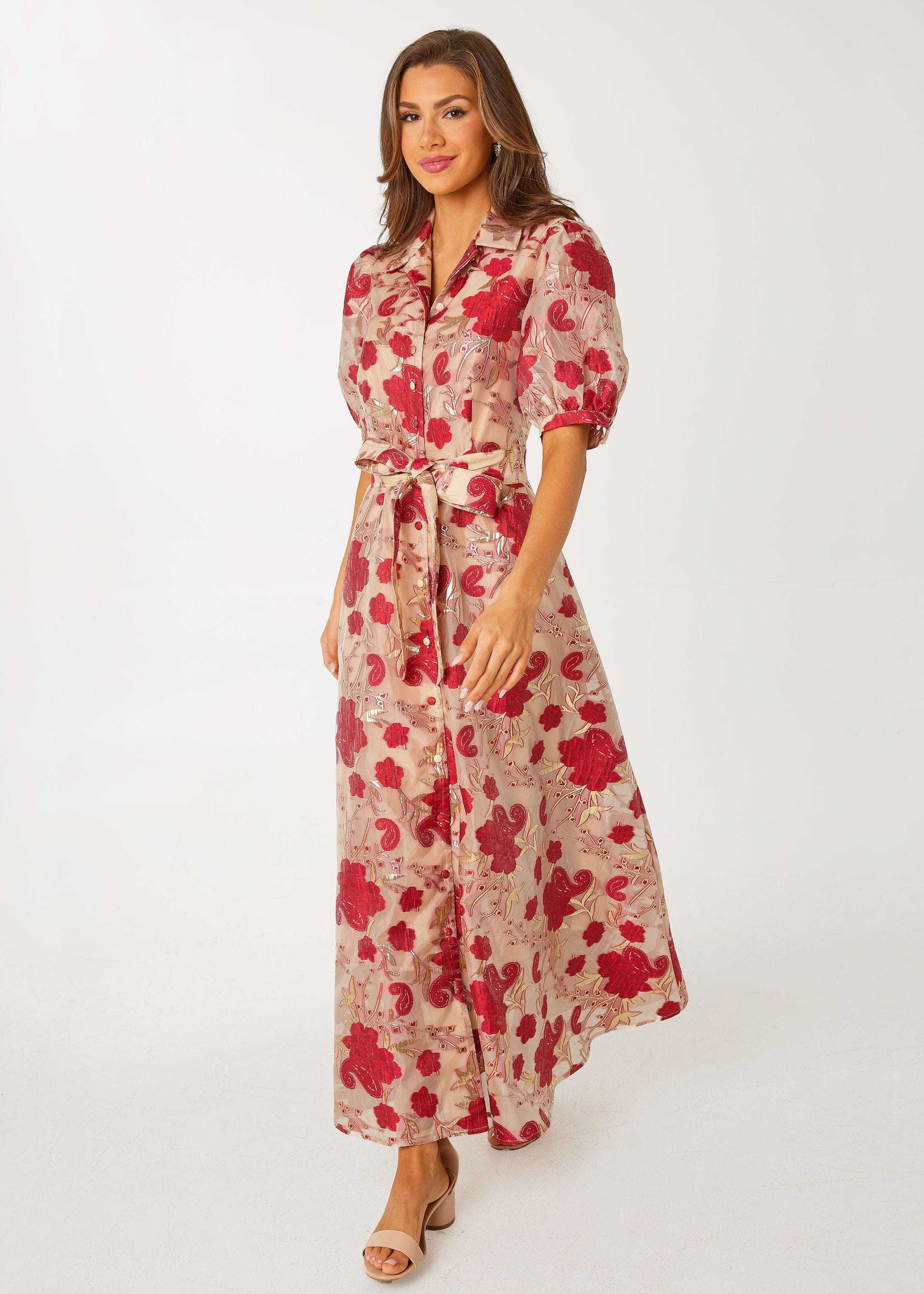 Abbey Glass Dresses Charlotte Gown Red Moonlight Organza