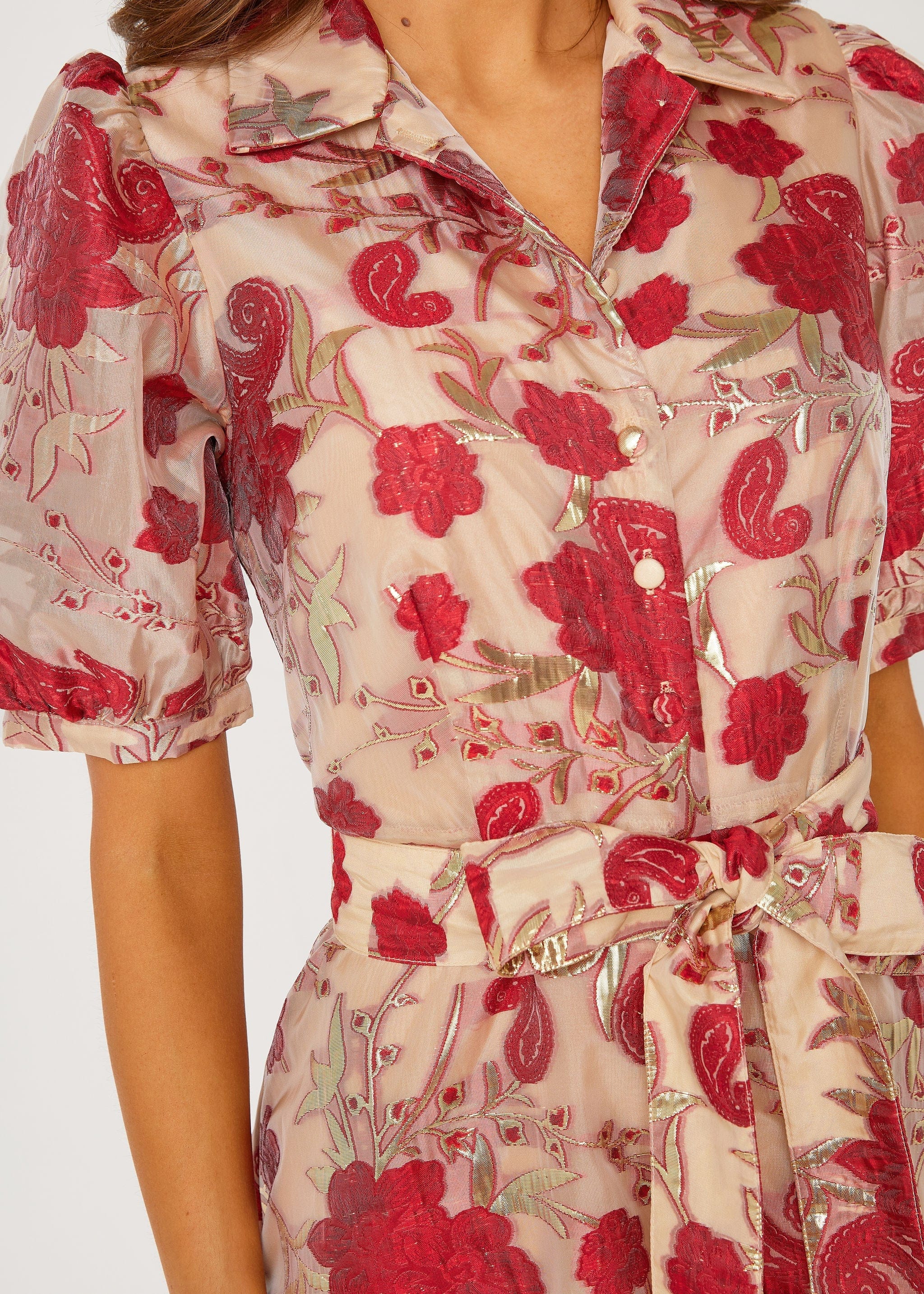 Abbey Glass Dresses Charlotte Gown Red Moonlight Organza