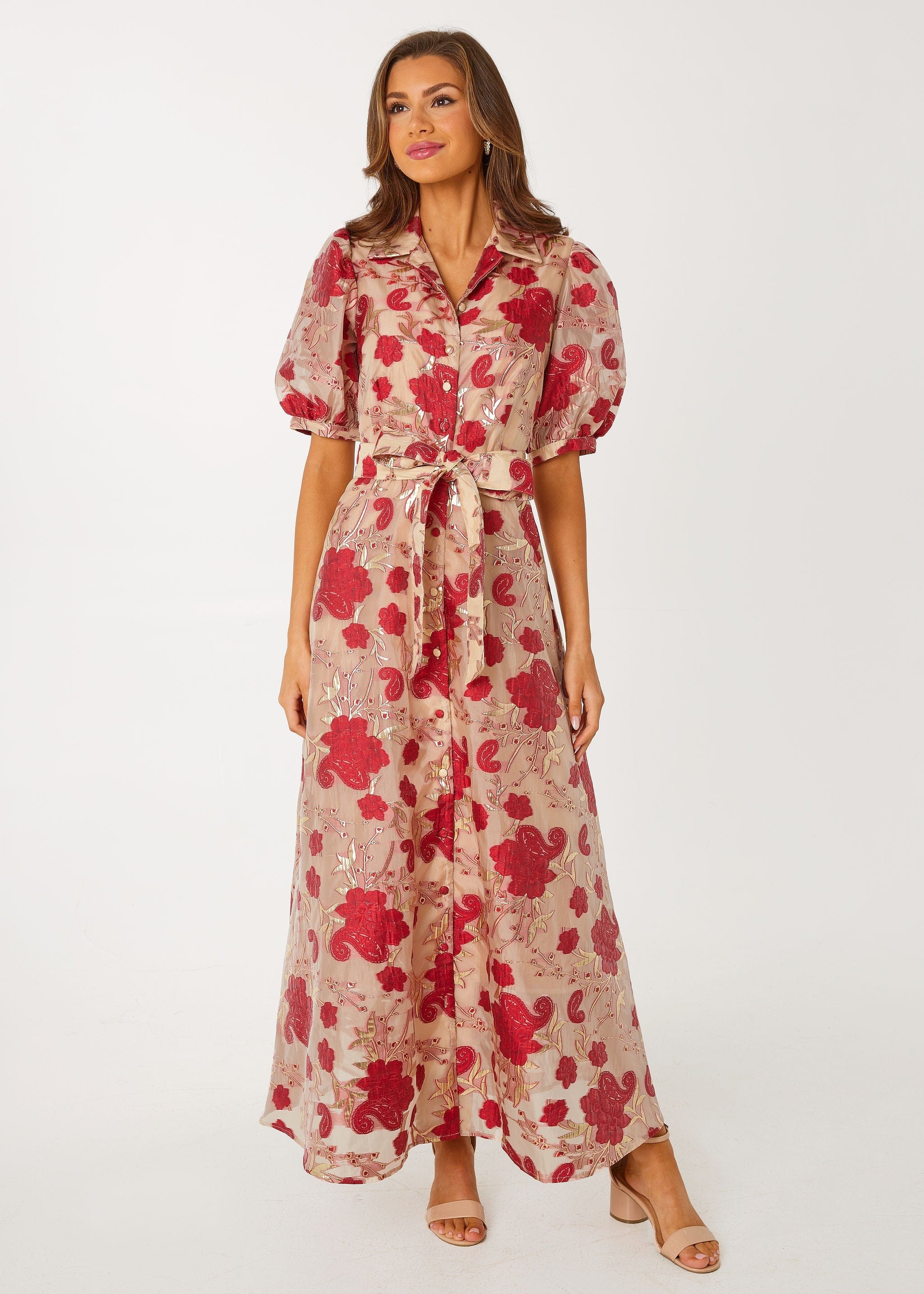 Abbey Glass Dresses Charlotte Gown Red Moonlight Organza