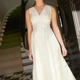 Abbey Glass Dresses Martha Gown Ivory Garden Embossed Satin