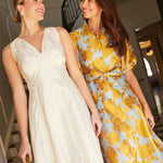 Abbey Glass Dresses Martha Gown Ivory Garden Embossed Satin