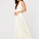 Abbey Glass Dresses Martha Gown Ivory Garden Embossed Satin