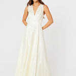 Abbey Glass Dresses Martha Gown Ivory Garden Embossed Satin