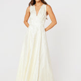 Abbey Glass Dresses Martha Gown Ivory Garden Embossed Satin