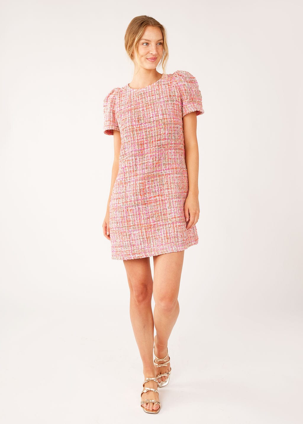 Abbey Glass Dresses Marty Dress Pink Multi Tweed