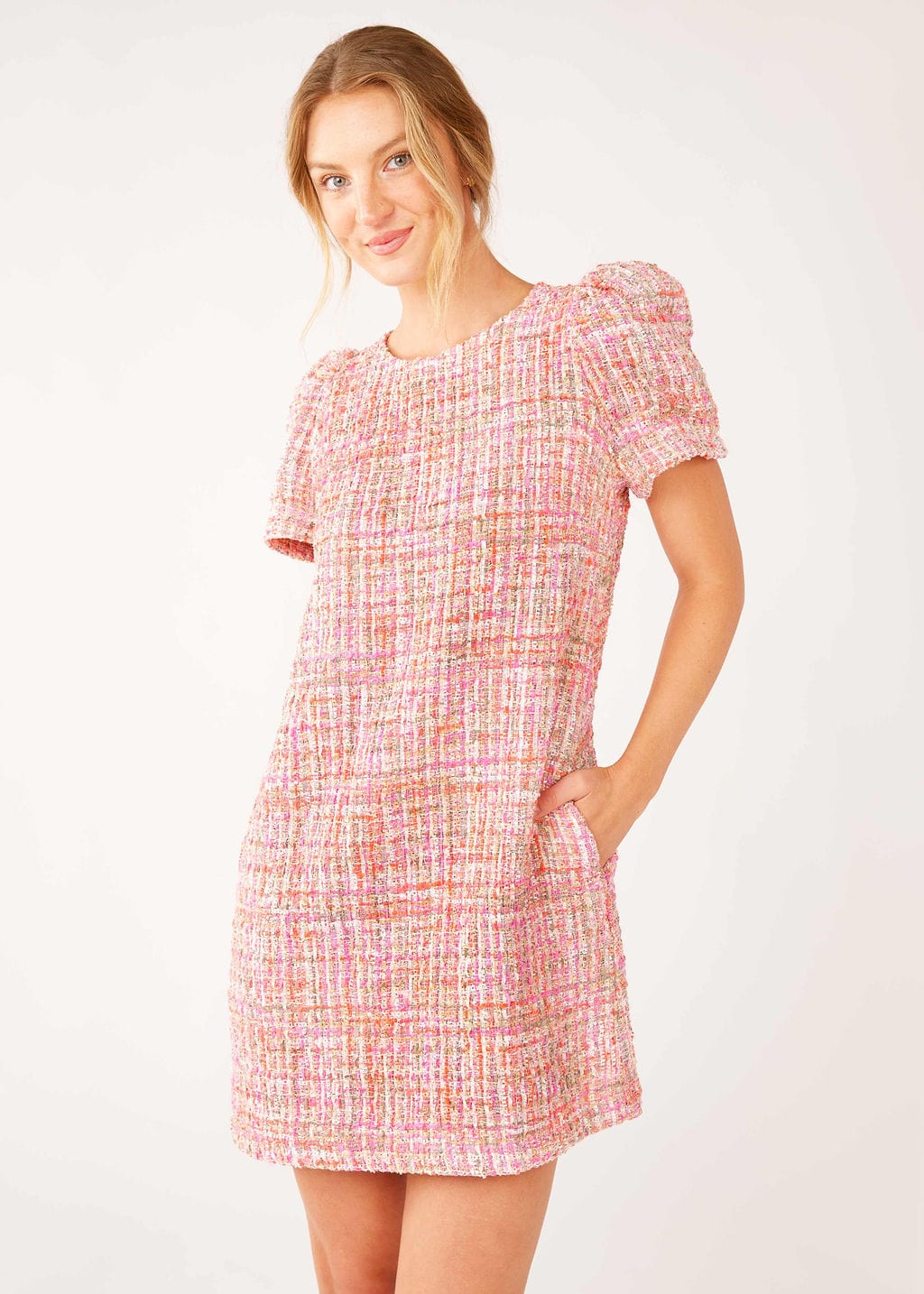 Abbey Glass Dresses Marty Dress Pink Multi Tweed