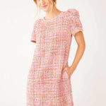 Abbey Glass Dresses Marty Dress Pink Multi Tweed