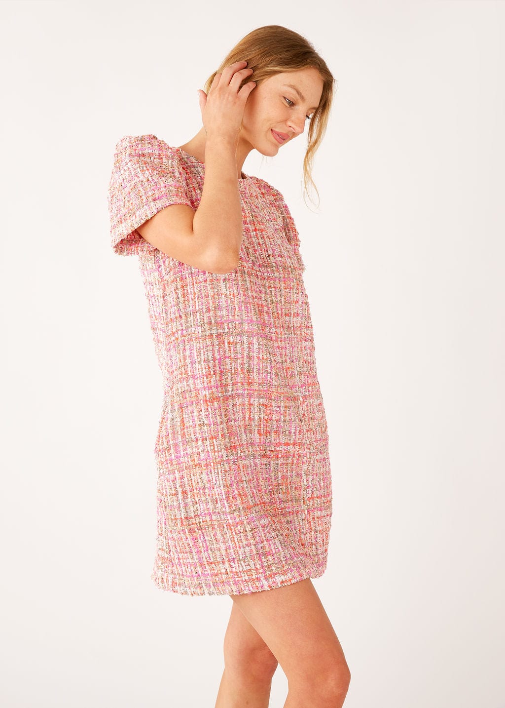 Abbey Glass Dresses Marty Dress Pink Multi Tweed