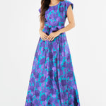 Abbey Glass Dresses Olivia Gown Purple Floral Silhouette Jacquard