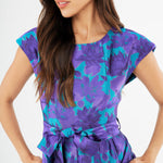 Abbey Glass Dresses Olivia Gown Purple Floral Silhouette Jacquard