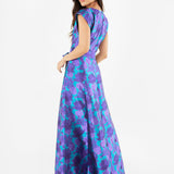 Abbey Glass Dresses Olivia Gown Purple Floral Silhouette Jacquard