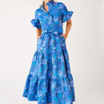 Abbey Glass Dresses Sadie Maxi Dress Blue Floral Silhouette Jacquard