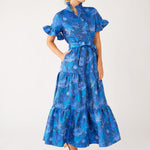 Abbey Glass Dresses Sadie Maxi Dress Blue Floral Silhouette Jacquard