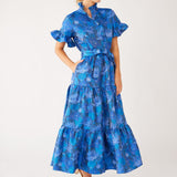 Abbey Glass Dresses Sadie Maxi Dress Blue Floral Silhouette Jacquard