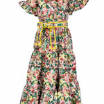 Abbey Glass Dresses Sadie Maxi Dress Red Multi Abstract Floral Jacquard