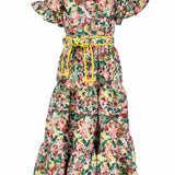 Abbey Glass Dresses Sadie Maxi Dress Red Multi Abstract Floral Jacquard