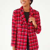 Abbey Glass Jackets Calvin Blazer Red Multi Houndstooth