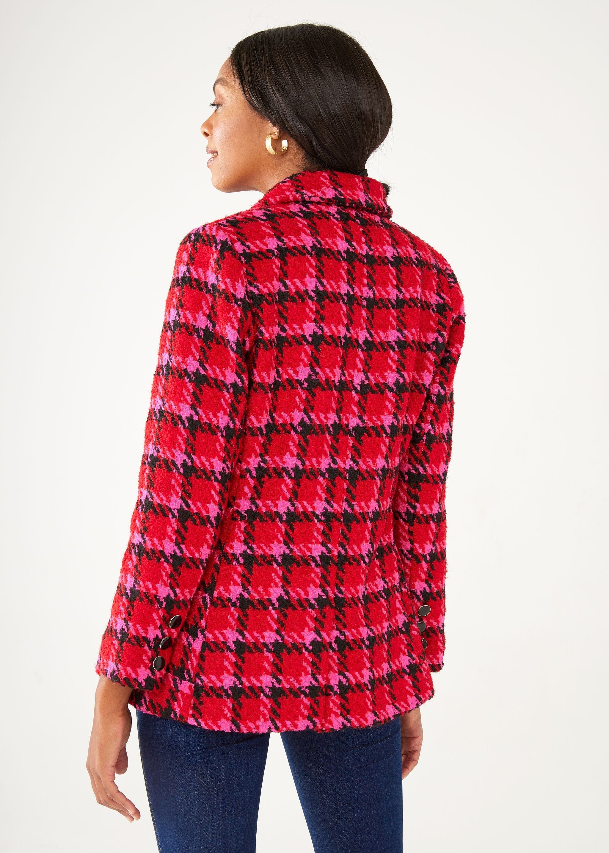 Abbey Glass Jackets Calvin Blazer Red Multi Houndstooth