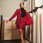 Abbey Glass Jackets Calvin Blazer Red Multi Houndstooth