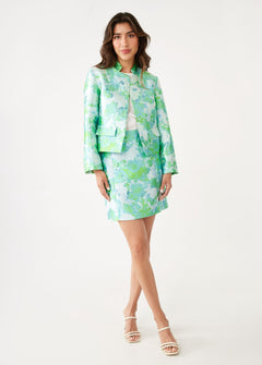 Abbey Glass Jackets Onassis Jacket Green Abstract Brocade