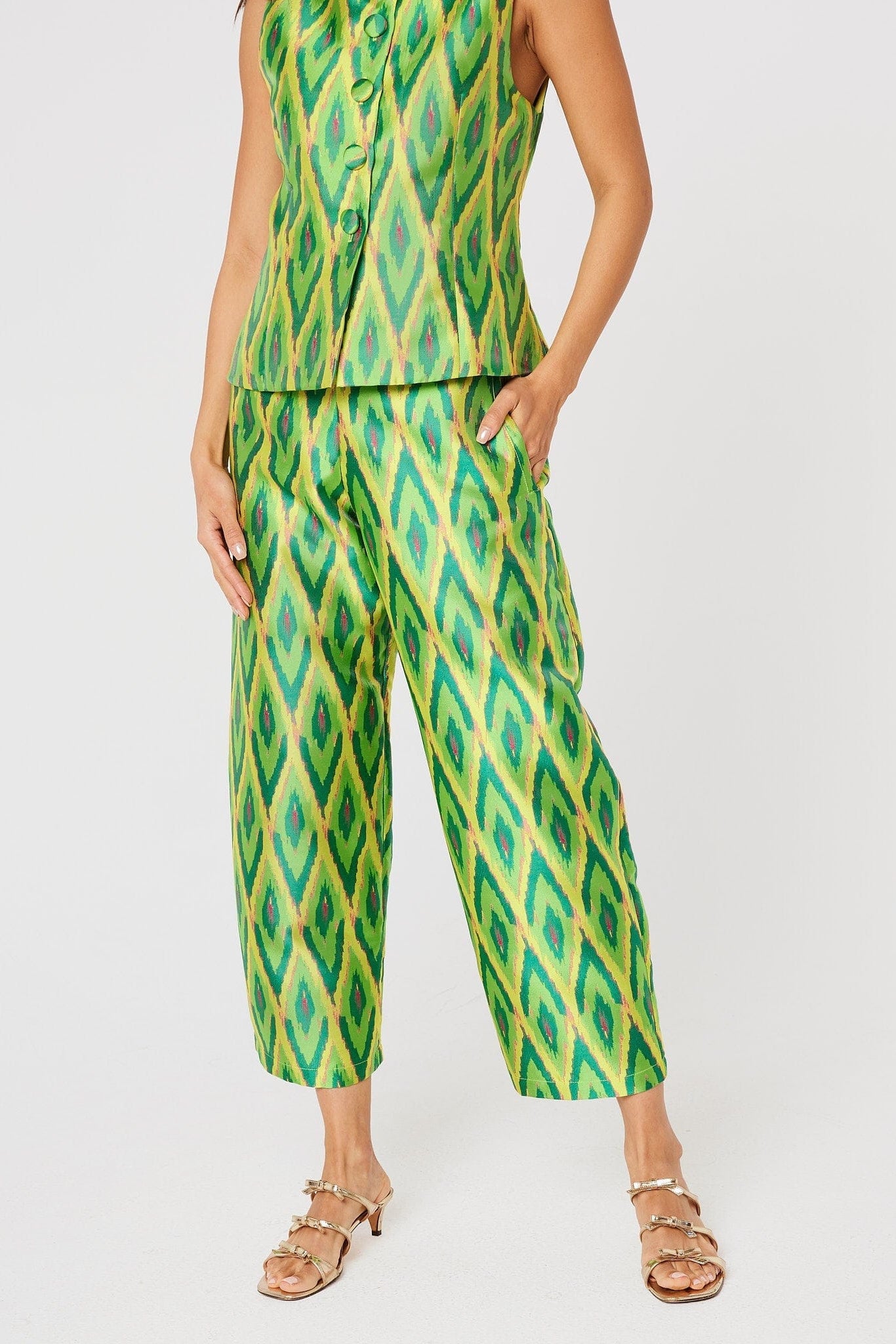 Abbey Glass Pants Taylor Pant Lime Ikat Jacquard