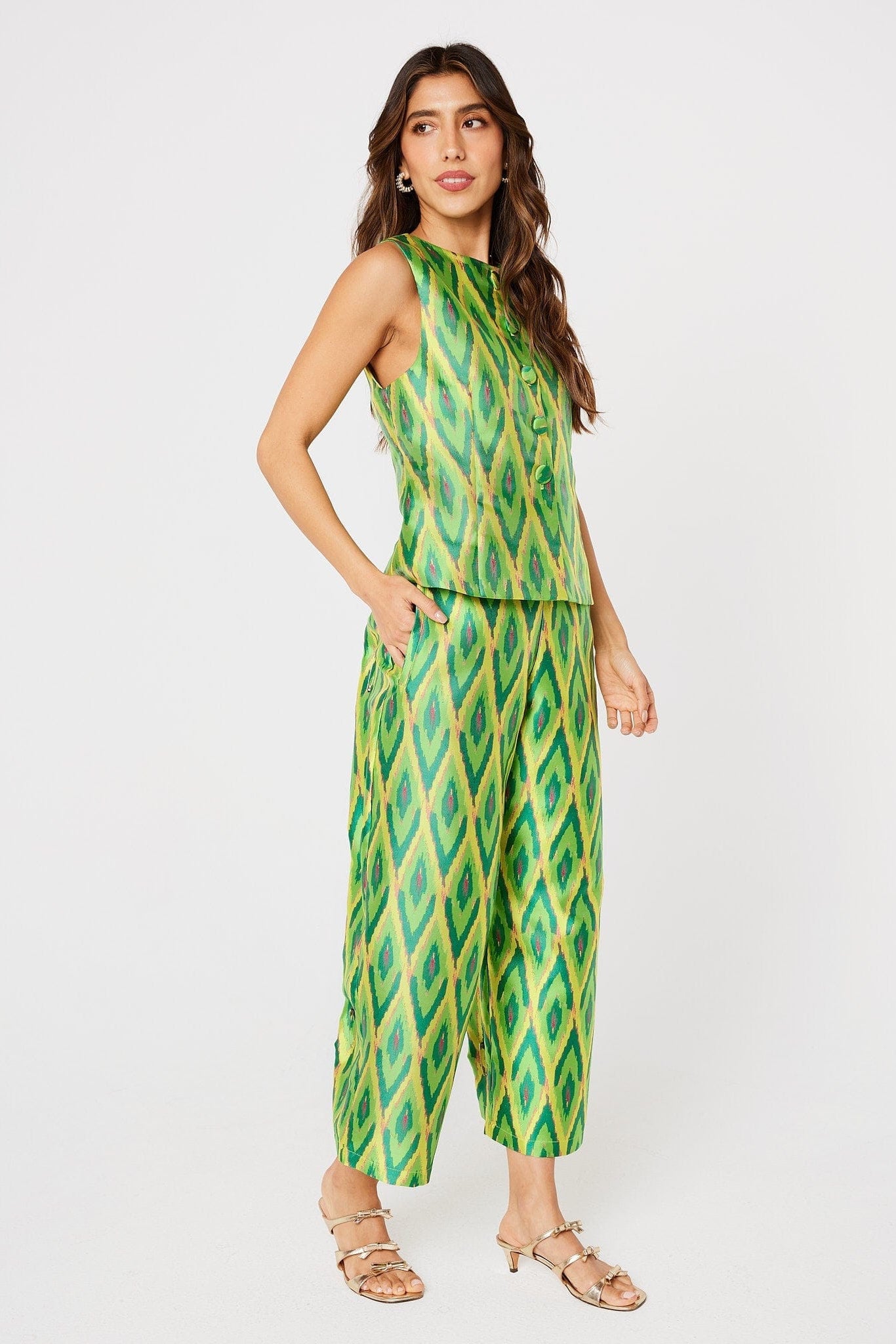 Abbey Glass Pants Taylor Pant Lime Ikat Jacquard