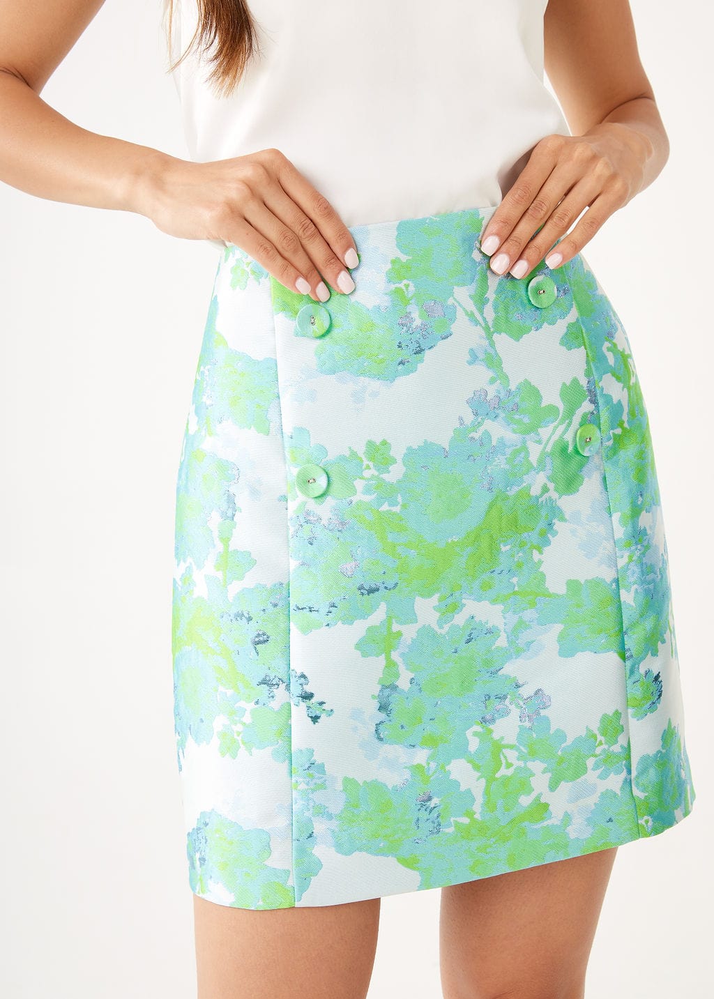 Abbey Glass Skirts Jessica Skirt Green Abstract Brocade