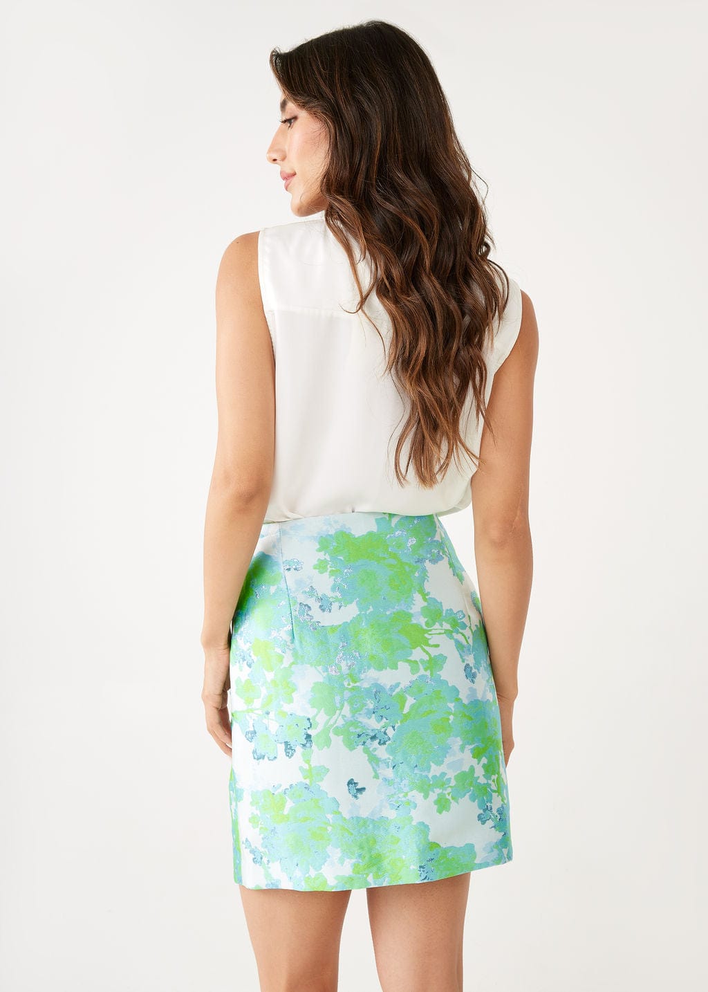 Abbey Glass Skirts Jessica Skirt Green Abstract Brocade