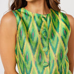 Abbey Glass Tops Callie Top Lime Ikat Jacquard