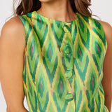 Abbey Glass Tops Callie Top Lime Ikat Jacquard