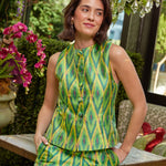 Abbey Glass Tops Callie Top Lime Ikat Jacquard