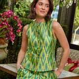 Abbey Glass Tops Callie Top Lime Ikat Jacquard