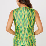 Abbey Glass Tops Callie Top Lime Ikat Jacquard