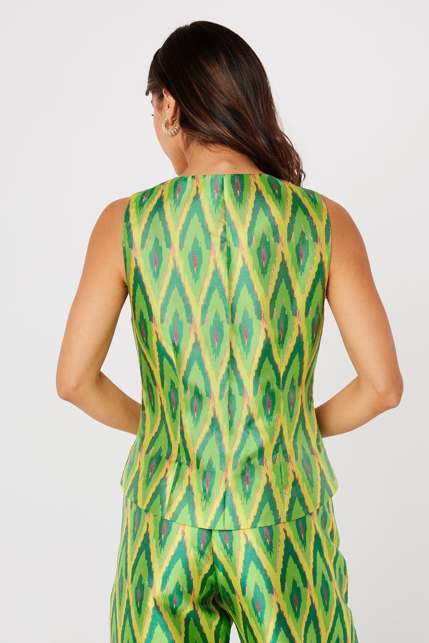 Abbey Glass Tops Callie Top Lime Ikat Jacquard